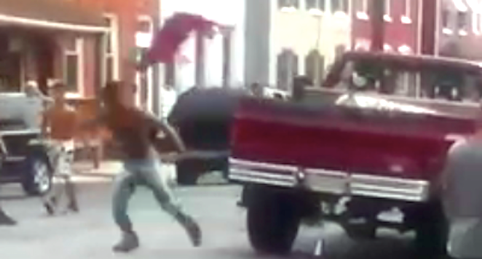 WATCH: Man shouts racial slurs and pulls knife on teens -- so they swipe his Confederate flag