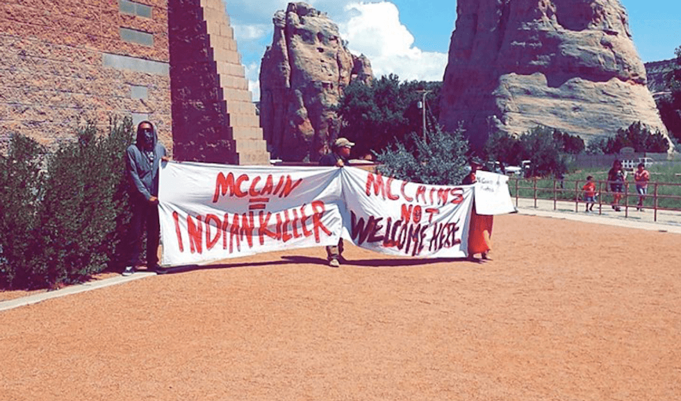 'Get off our land!': John McCain chased off reservation by angry Navajo Nation activists
