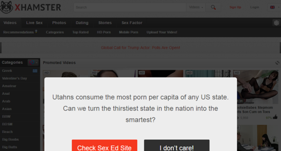 xHamster redirects traffic from Utah to sex ed videos to protest abstinence-only education