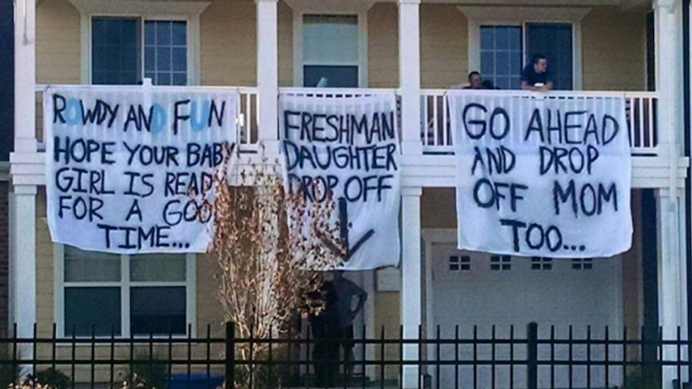 Virginia college fraternity suspended over lewd 'daughter drop-off' banners