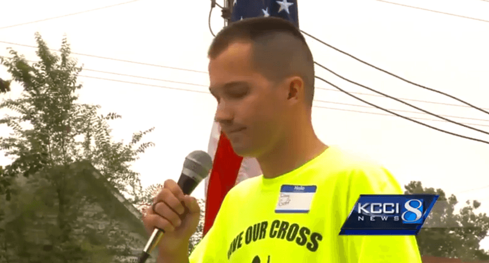 ‘This is our park’: Iowa Christians protest removal of cross-shaped war memorial