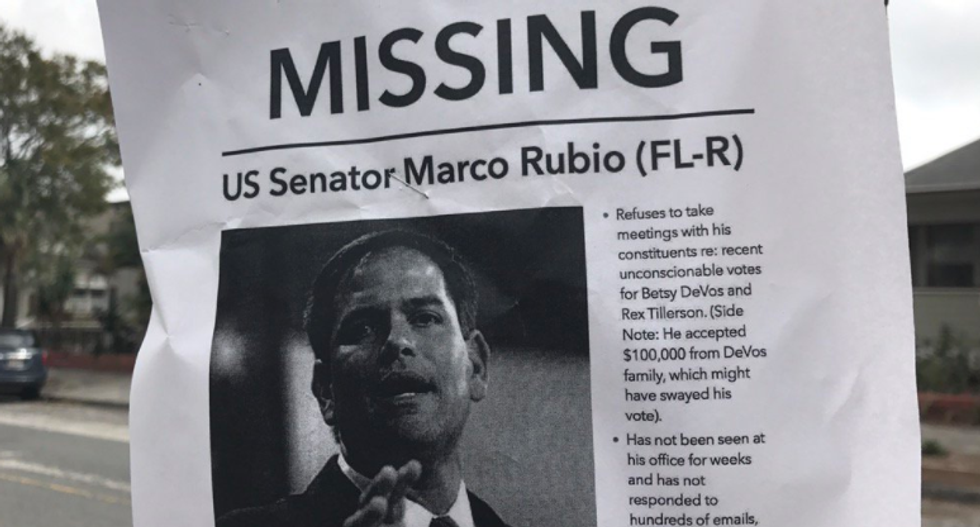 Marco Rubio trolled with missing person fliers after refusing to meet with his constituents