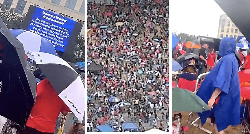'Where?': Trump fans told to seek shelter from storm after waiting in line for hours