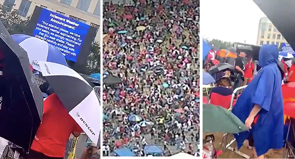 'Where?': Trump fans told to seek shelter from storm after waiting in line for hours
