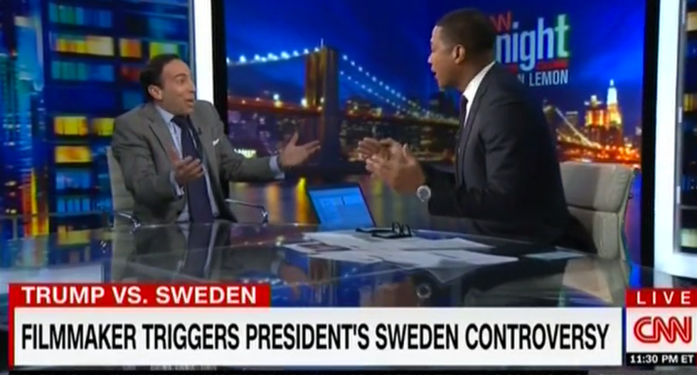 Watch Don Lemon take down the filmmaker whose sloppy use of numbers provoked Trump's Sweden comments
