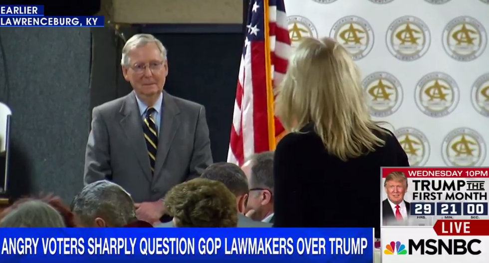 WATCH: Angry constituent confronts Mitch McConnell over Trump's pledge to 'bring back coal jobs'