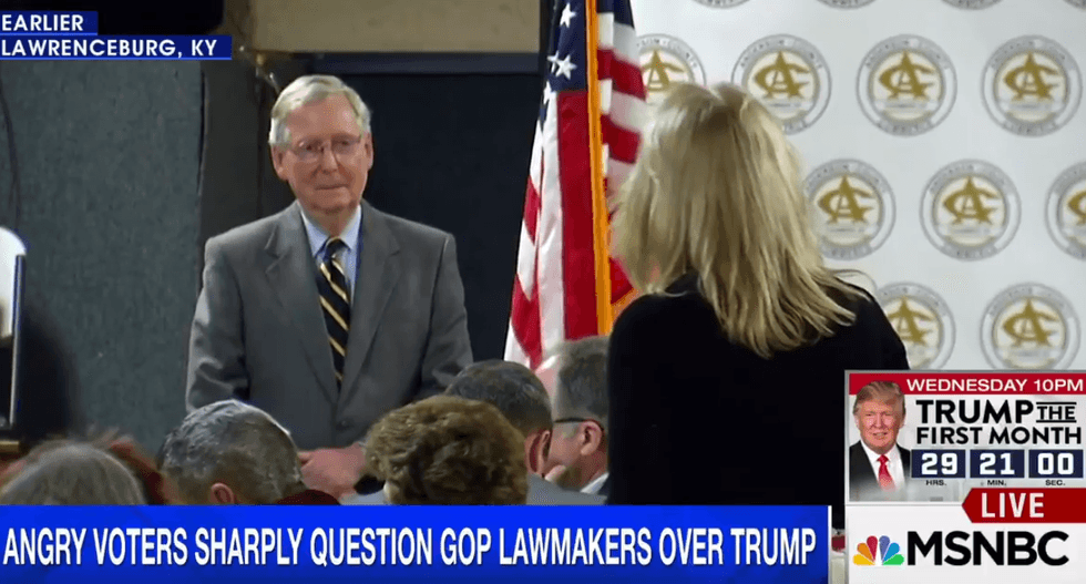 WATCH: Angry constituent confronts Mitch McConnell over Trump's pledge to 'bring back coal jobs'