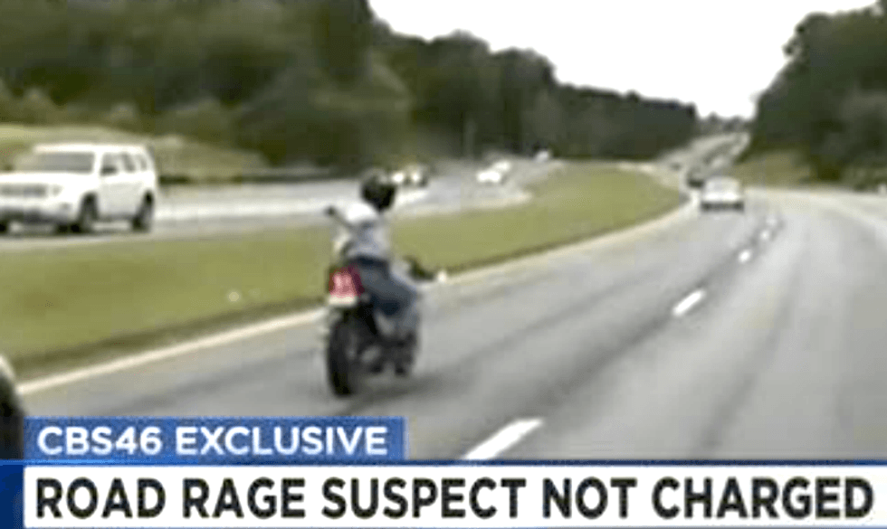 WATCH: Road-raging motorcyclist points gun at car -- and Georgia cops let him go