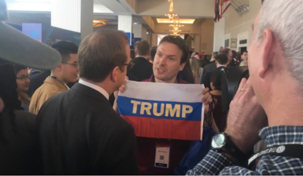 'In Trump's America, flag wave you': Protestors take credit for Russian flags at CPAC
