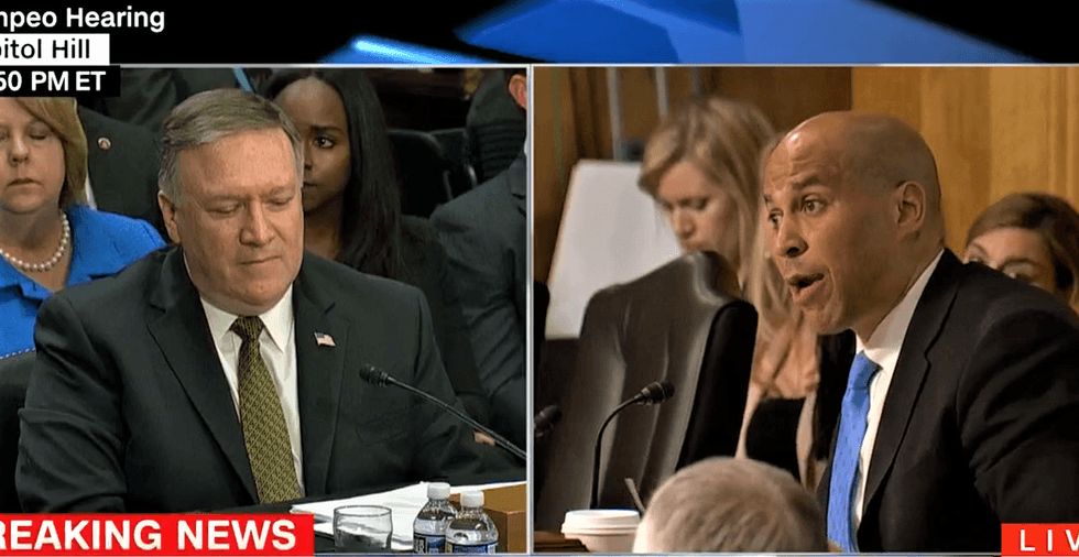 WATCH: Cory Booker hammers Mike Pompeo over his longtime friendship with anti-Muslim bigots