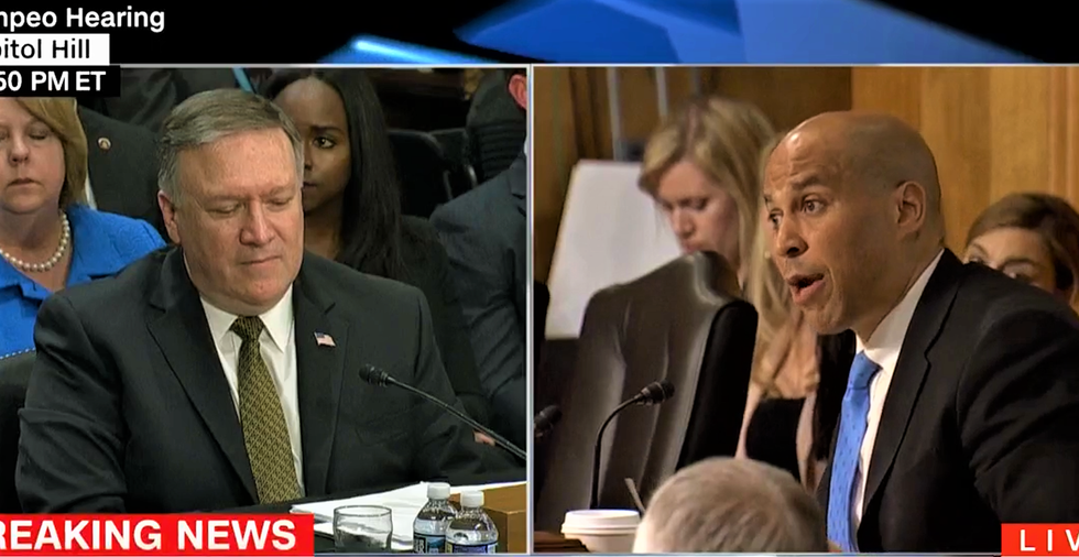 WATCH: Cory Booker hammers Mike Pompeo over his longtime friendship with anti-Muslim bigots