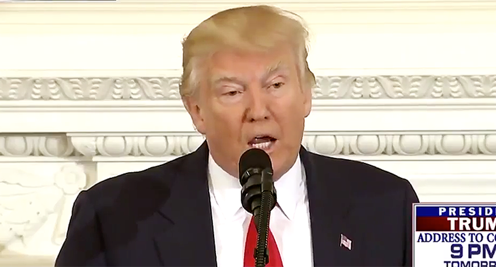 The internet hammers Trump’s ‘war’ speech: He'll start a war just to prove he can 'Make America win again'