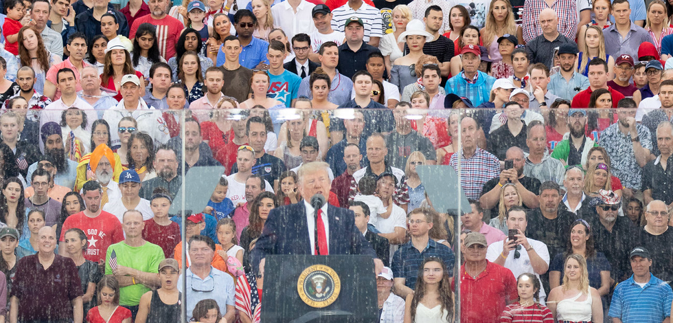 Trump's fake patriotism was sophomoric and insulting -- so of course his supporters loved it
