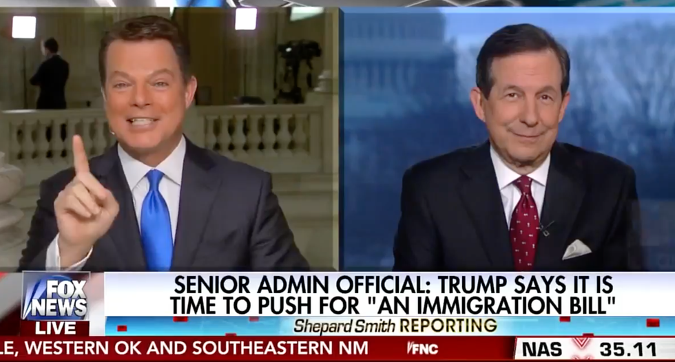 Watch Shep Smith rip into fellow Fox host Chris Wallace for defending Trump media attacks