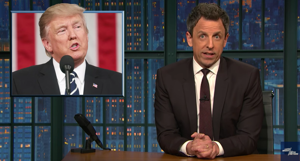 'Let's not get fooled again': Seth Meyers destroys claims Trump's speech was a presidential pivot