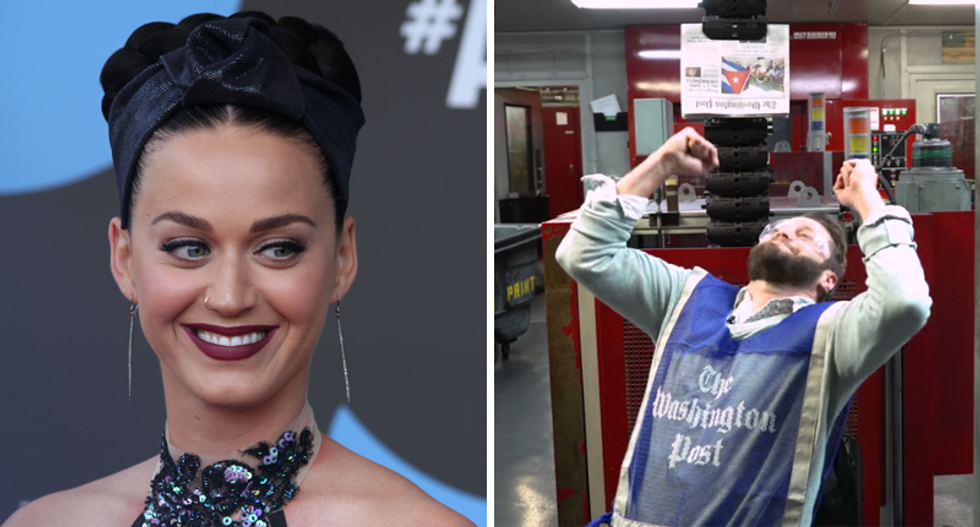 Watch this Washington Post staffer's heroic quest to deliver a paper to Katy Perry