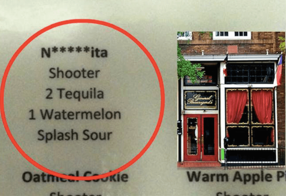 Georgia 'Confederate themed' bar serves 'Ni**erita' shot with tequila and watermelon liqueur