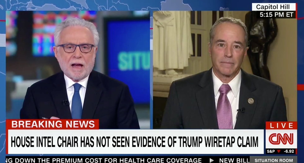 'He said it was a fact': Wolf Blitzer refuses to let GOP rep dance around Trump's unfounded wiretap claim