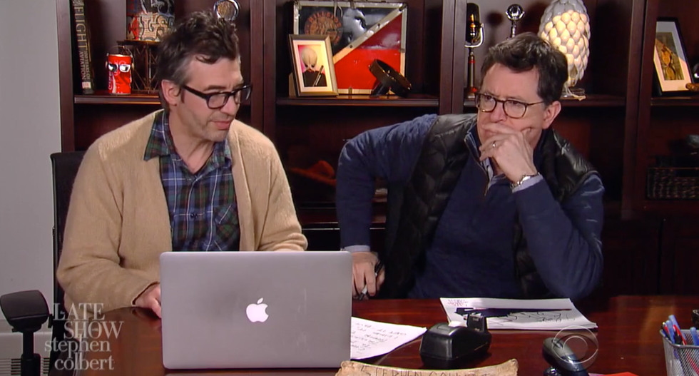 WATCH: Colbert hilariously honors ‘Day Without A Woman’ by imagining 'The Late Show' produced only by men