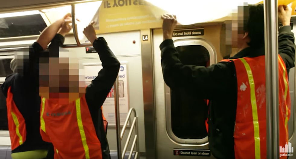 'Stay awake, not afraid’: Artist replaces New York subway signs with disruptive anti-Trump posters