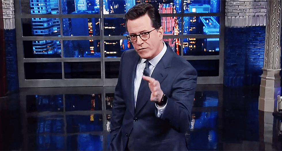 'It's We the People -- not you the douchebag': Colbert clobbers Alan Dershowitz's claim Trump can't do anything illegal