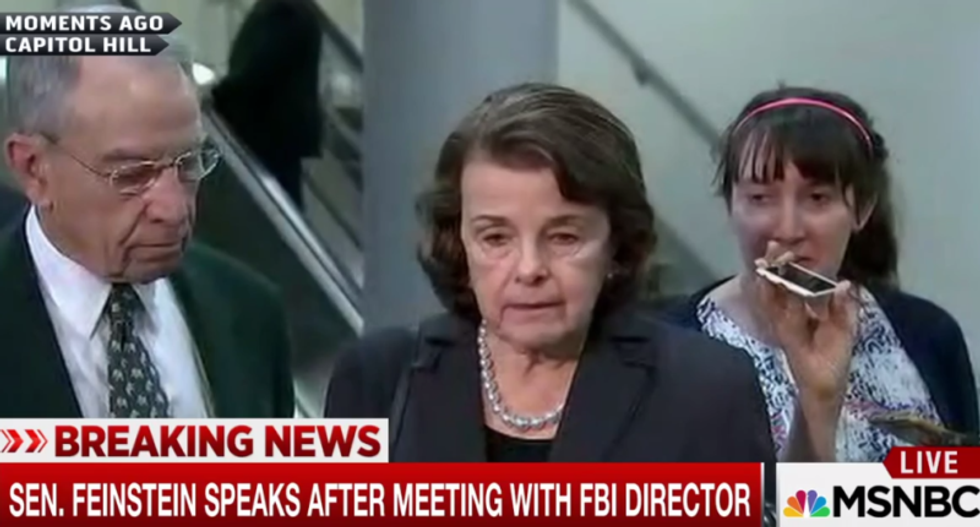Senators Feinstein and Grassley grim and silent after Trump-Russia briefings with Comey