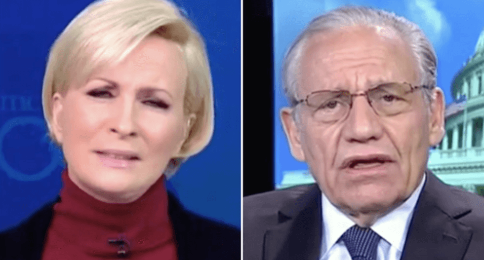 WATCH: Mika Brzezinski cringes as Bob Woodward struggles to defend Trump’s wiretap claims as normal