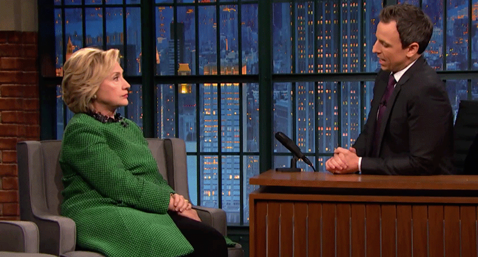 Hillary Clinton tells Seth Meyers: Donald Trump is no longer funny -- he's dangerous