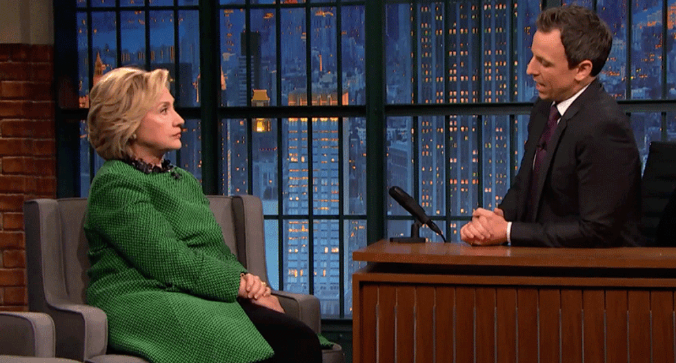 Hillary Clinton tells Seth Meyers: Donald Trump is no longer funny -- he's dangerous
