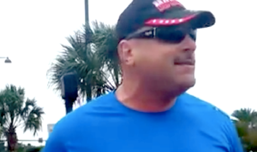 ‘I kill, b*tch’: Unhinged man caught on video screaming racist threats at black protesters