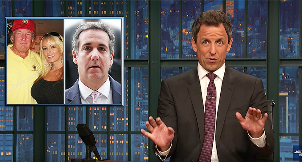 Seth Meyers mocks Cohen for identifying himself in a shady shell corporation instead of using a fake porn name like 'Jerk Diggler'