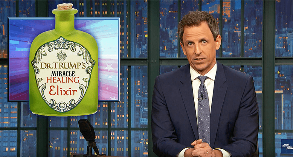Seth Meyers blasts Trump's claim of draining the swamp: 'He bottled it and sold it as Dr. Trump's Miracle Healing Elixir'