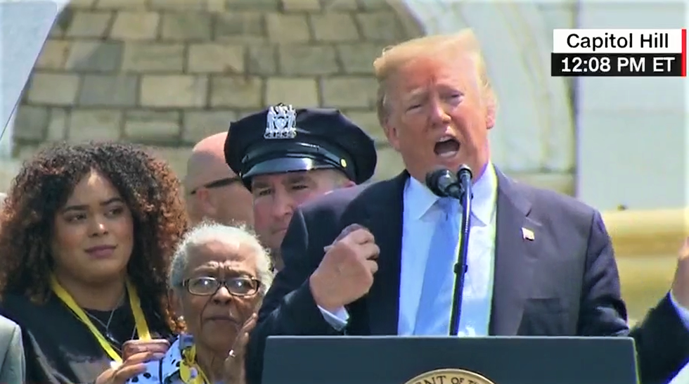 WATCH: Trump gives family of fallen officer an awkward compliment at police memorial service