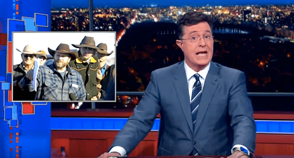 Stephen Colbert mocks throw rug-seeking Oregon militants: Is this a revolution or a bed and breakfast?