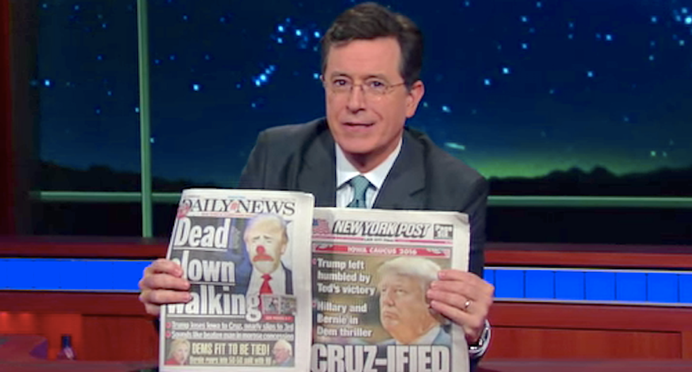 Stephen Colbert gleefully mocks Trump's Iowa loss: 'Oh, you came in second? Go f*ck yourself'