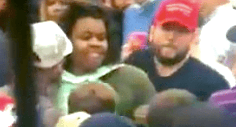 Neo-Nazis at Trump rally caught on video roughing up black woman: ‘You're scum, your time will come!'