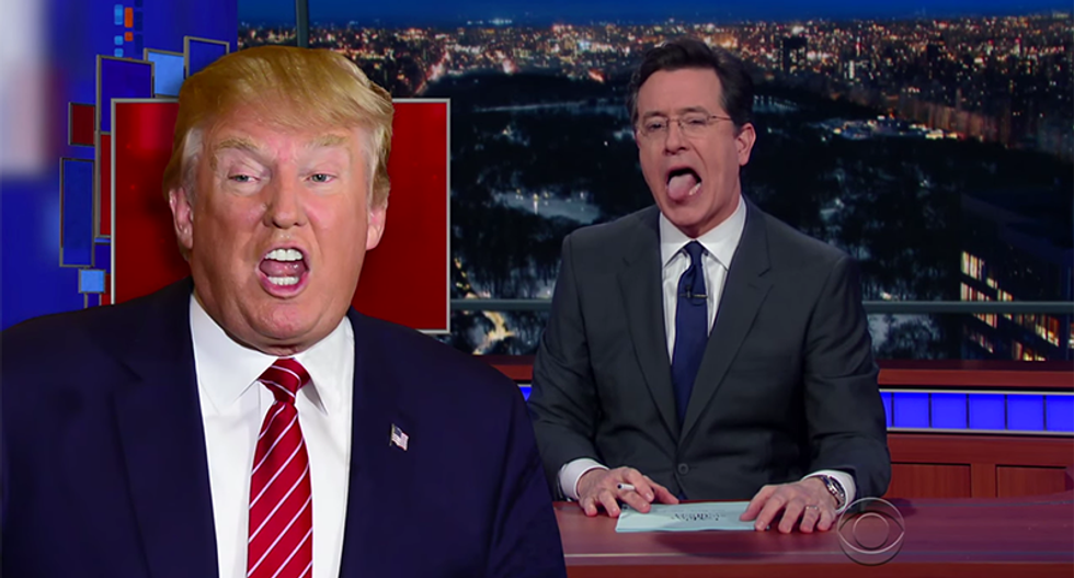 Colbert speaks in tongues to perfectly capture message Trump voters sent on Super Tuesday