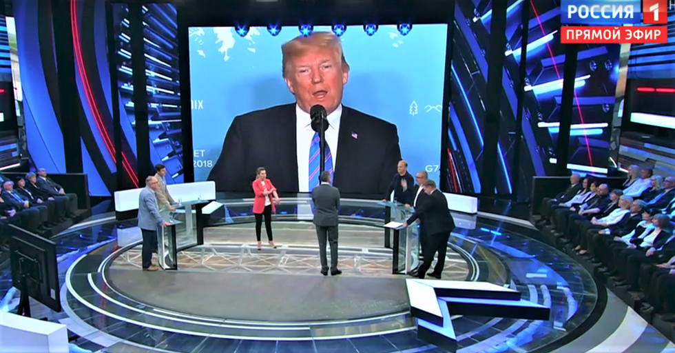 Russian state TV boasts that Trump never mentioned Crimea during press conference: 'Putin came to his rescue!'
