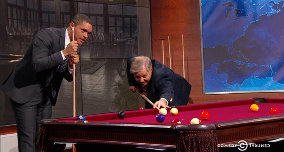 Lindsey Graham mocks Trump in 'Daily Show' pool: He's so orange 'he makes Boehner look like an albino'