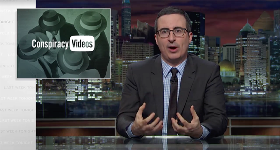 John Oliver opens a can of whoopass on dumb YouTube conspiracy videos with one of his own