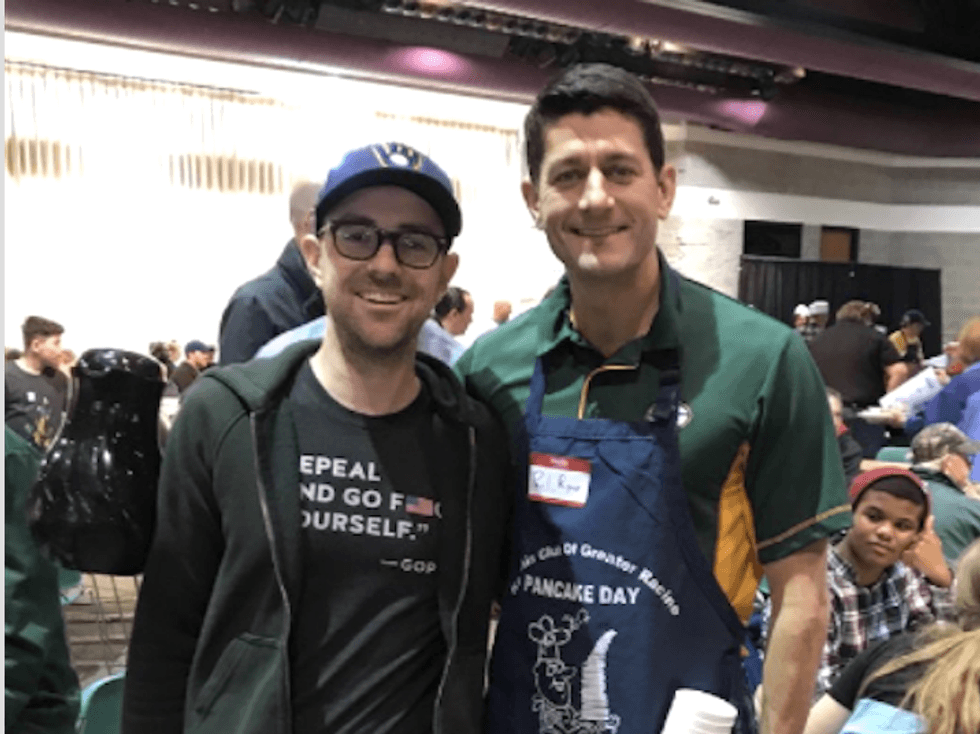 Paul Ryan obliviously poses with protester wearing anti-Trumpcare 'Go f*ck yourself' shirt