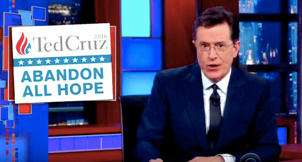 Colbert mocks GOP support for Cruz: 'Endorsement means throwing up in your mouth a little bit'
