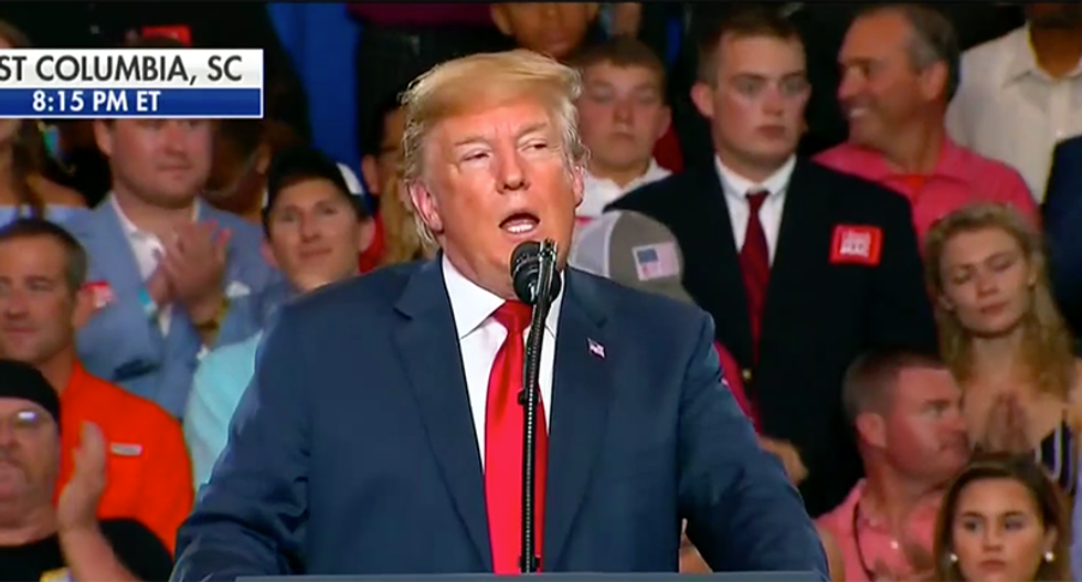 Trump brags he's using North Korea anti-media propaganda techniques in wandering South Carolina speech