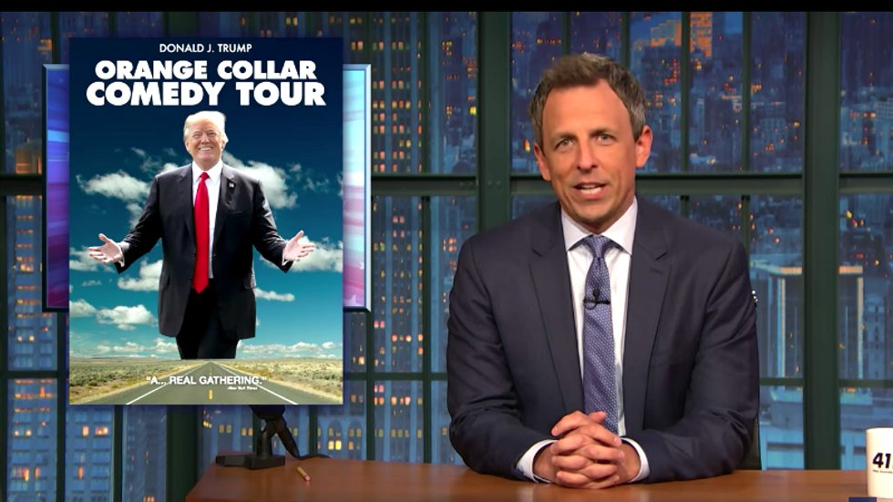 Seth Meyers hilariously mocks Trump's unhinged campaign rallies as nothing more than 'live therapy sessions'