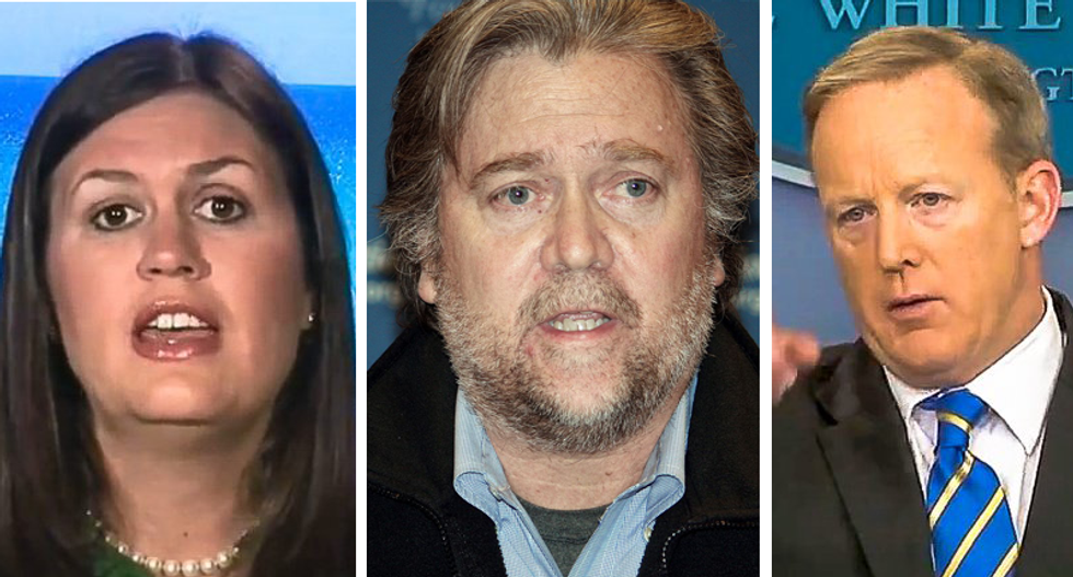 Screaming overheard in Cabinet Room meeting between Spicer, Bannon and Sanders after Russia intel revelation