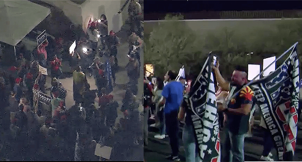 Trump protesters flock to Phoenix elections office to chant 'Fox News sucks'