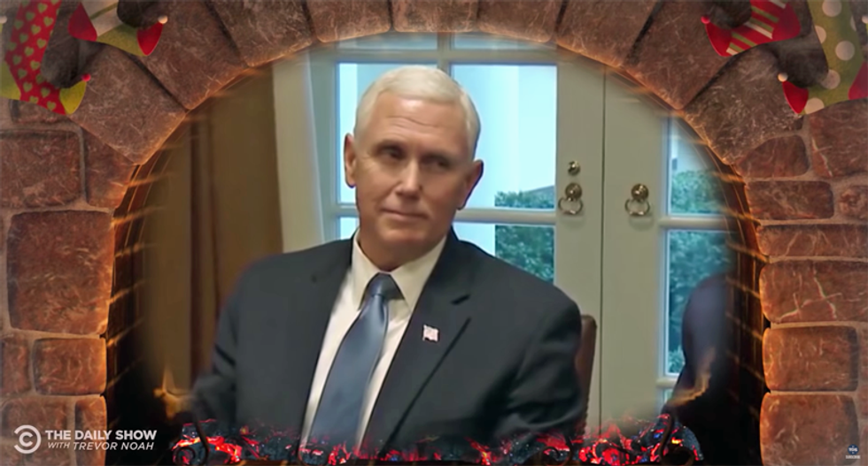 Relax this Christmas watching a yule log of Mike Pence