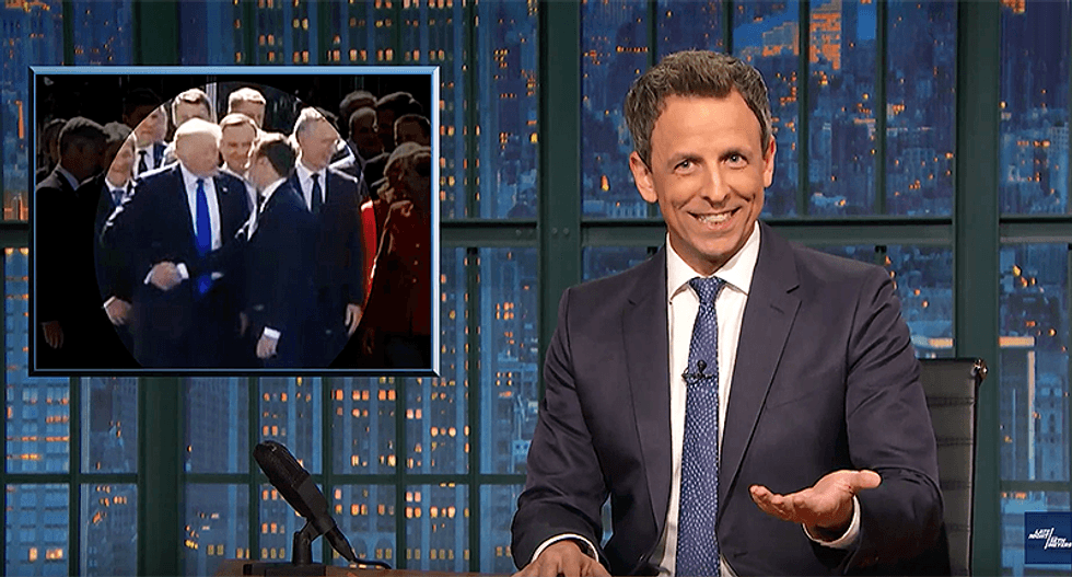 Watch Seth Meyers' hilarious smackdown: 'If you get a body part close to Trump he thinks it's a gift'