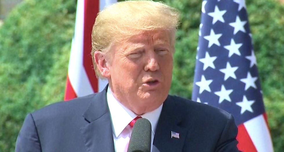 ‘It’s on tape’: The internet hammers Trump for blaming recorded criticism of Theresa May on 'fake news'