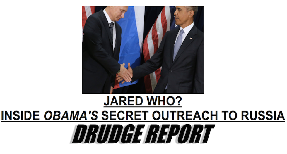 Bots push two-year-old story on Obama and Russia all the way to the top of today’s Drudge Report